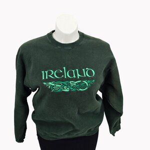 Vintage Ireland L 90s Celtic Knot Embroidered Sweatshirt Green Fruit Loom